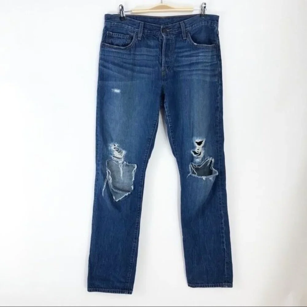 Levi‎ Strauss Destroyed Button Fly Straight Jeans Size 30